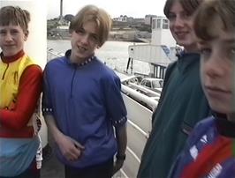 Jered, Matthew, Nick and Eliot on the Torpoint ferry, Plymouth